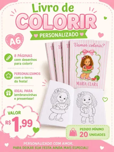 Livro de colorir personalizado para festa