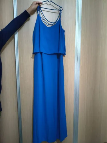 Vestido azul crepe de seda Tam.42