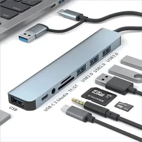 Hub Usb C Type-c 8 em 1 Adaptador Usb 3.0 Otg - Gtech