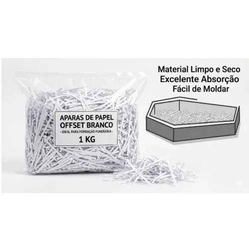 Aparas De Papel Offset Branco Para Forração Funerária - Fardo 1 kg