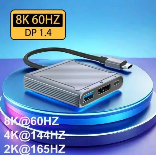 Thunderbolt USB-C para DisplayPort Cabo 8K 60Hz USB C para DP 144Hz 3 em 1