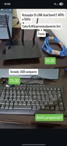 Roteador D-LINK dual band 2.4ghz e 5ghz + teclado, leiam a descrição