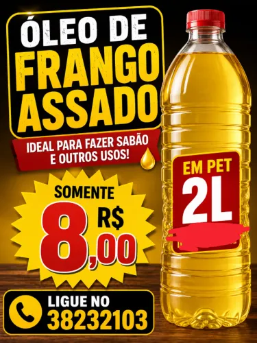 Óleo de frango Assado para fazer sabão