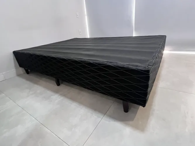 Base Para Cama Box Casal Bordado Pérola Negra Preto - Gazin