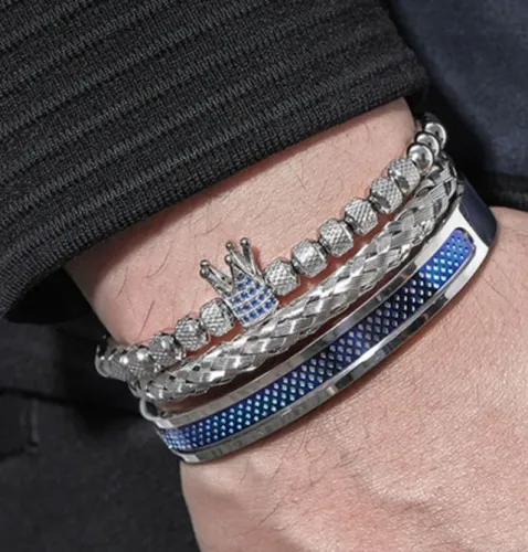 Pulseira Aço Real Silver & Blue Edition - Loja Vittora