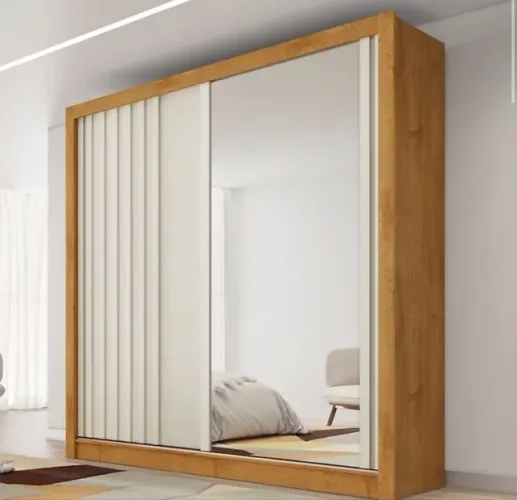 Guarda-Roupa Casal Elegance 2 Portas de Correr com Espelho e 4 Gavetas