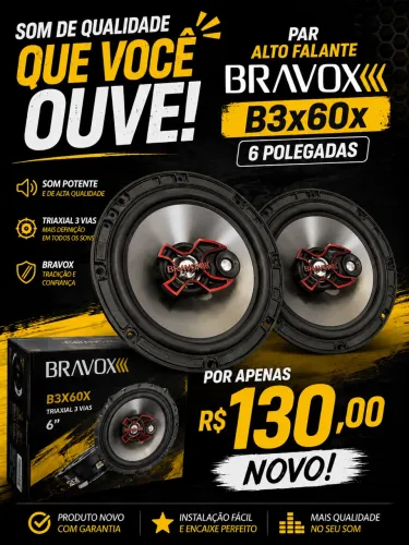 Alto Falante Triaxial Bravox B3x60x 6 Polegadas 
