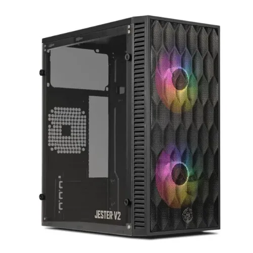Gabinete Gamer TGT Jester V2 Mini Tower Preto com 2 Fans Rainbow e Lateral Acrílica M-ATX/