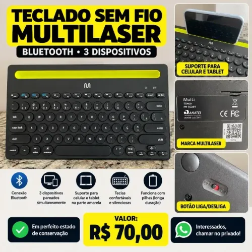 Teclado sem fio - Multilaser - ótimo estado de conservação