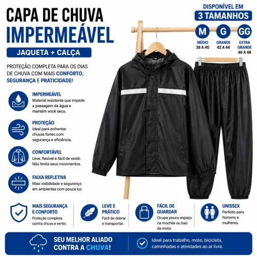 Capa de chuva impermeável 