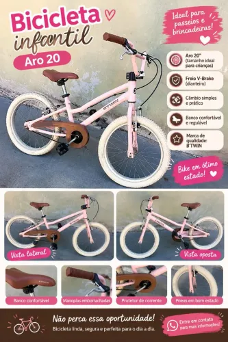 Bicicleta aro 20 Btwin rosa 
