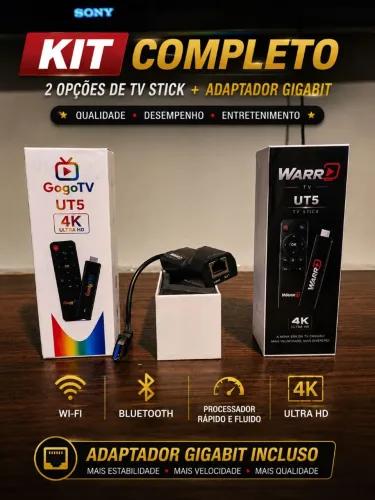 TV Stick UT5 4K | Configuração Premium | Adaptador Gigabit
