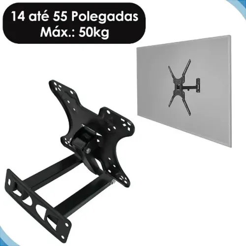 Suporte Tv Articulado 14 A 55 Polegadas Ate 50kg Led Lcd 