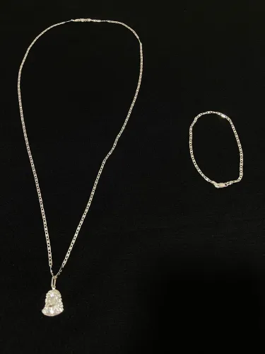 Corrente e pulseira Piastrine prata