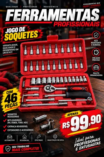 ? KIT DE FERRAMENTAS 46 PEÇAS COM MALETA ? APENAS R$ 99,90! ? PRODUTO NOVO?