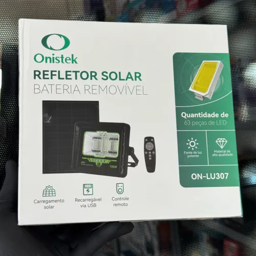 Luminária Refletor Solar 100W Bateria removível com controle 