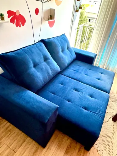 Sofá Retrátil Azul Marinho