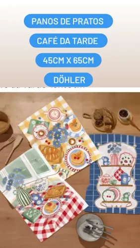 PANOS DE PRATOS CAFÉ DA TARDE <br>45cm x 65cm- DÖHLER