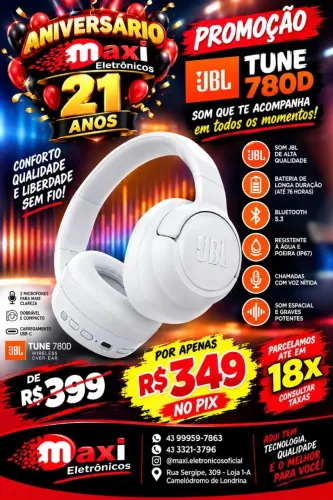 Fone Tune 780 NC branco Original Nacional