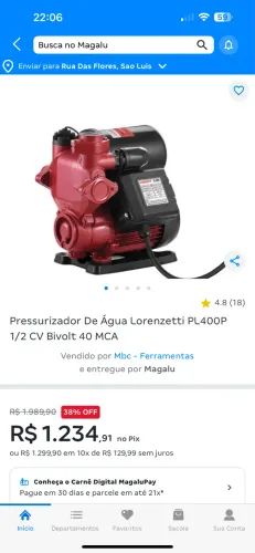 Vende-se bomba pressurizadora