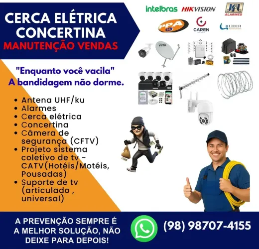 Cerca elétrica, câmeras de segurança