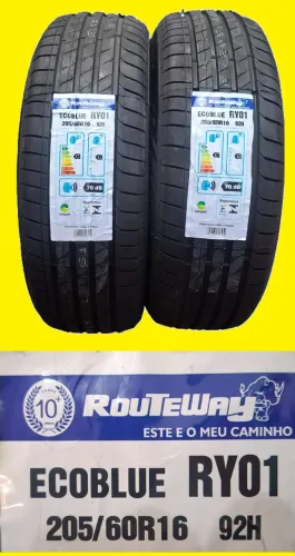 Par de Pneus Aro 16 Routeway 205 x 60 Ecoblue_Montagem Grátis_Aceito Cartão*