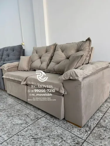 Sofá Retrátil e Reclinável 2m pillow 16cm - tecido premium tecido veludo