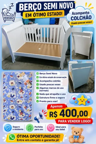 Berço branco c/ colchão semi novos pra vender logo .