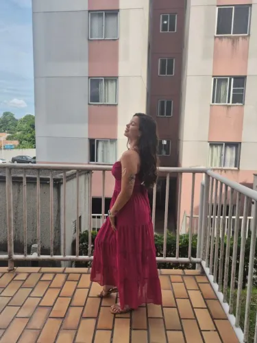 Vestido rosa longo