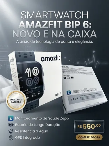 Amazfit Bip 6 Novo na Caixa ? GPS AMOLED