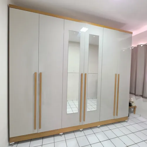 Guarda-Roupa Casal 6 Portas com Espelhos - Roupeiro de 2,75m
