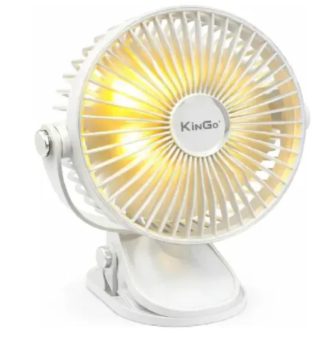Ventilador Portatil Com Iluminação Recarrregável 5 Velocidades Diametro de 15 Cm
