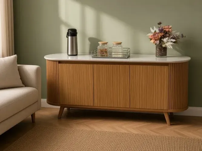 Buffet Luna 1,63m Tampo de Vidro (NOVO A PRONTA ENTREGA)
