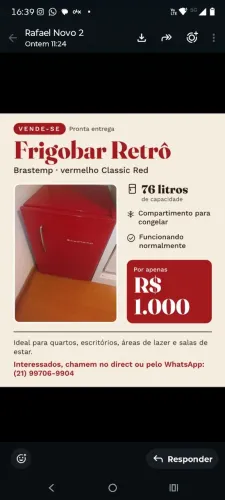 Frigobar retrô BRASTEMP novo!
