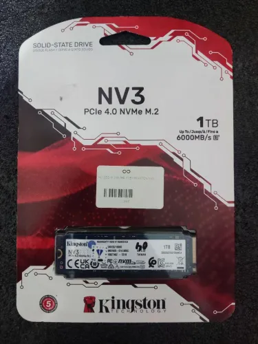 SSD Kingston NV3 1TB NVMe M.2 PCIe 4.0 6000MB/s PS5 e PC - Novo Aberto P/ Testar