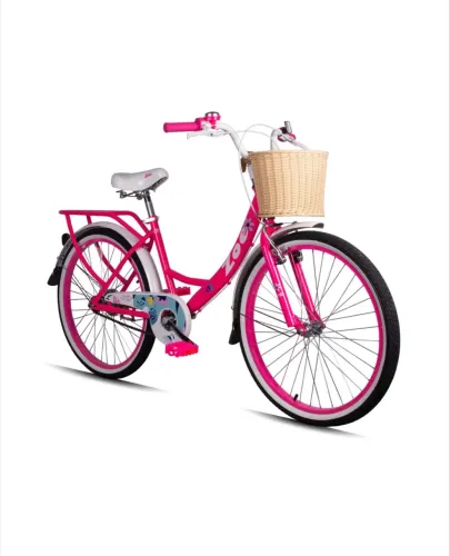 BICICLETA ARO 24 AÇO ZOE RETRÔ ROSA NEON 