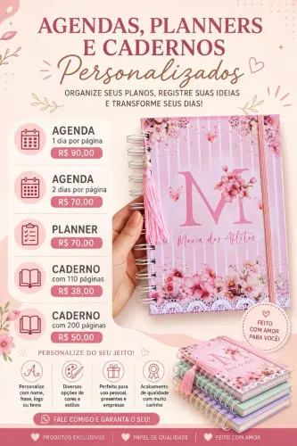 Agendas, planner e cadernos personalizados 