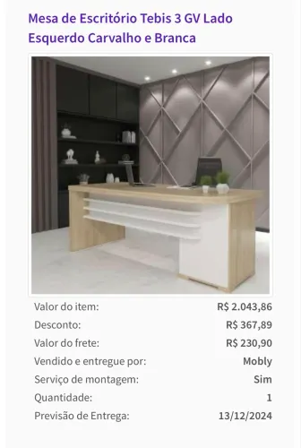 Mesa de escritório usada em ótimo estado de conservação