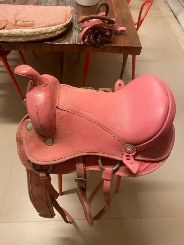 sela para cavalo -  rosa infantil 