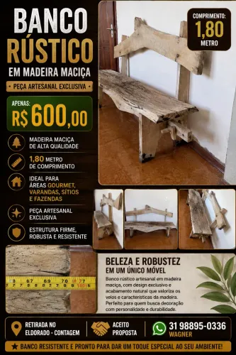Banco em madeira maciça 