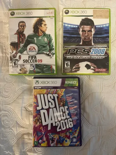 Lote Xbox 360 - Just Dance 2016, Fifa 09 e Pes 2008