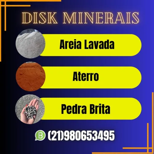 Areia, areia lavada, pedra e brita 