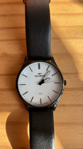 Relógio Technos Masculino Preto, Mostrador Branco, 50m