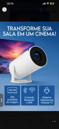 Projetor Hy300 Portátil 4k Android 11.0 Smart Wifi Bluetooth