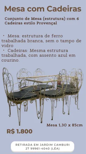 Mesa com 6 cadeiras