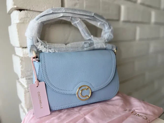 bolsa marca italiana coccinelle original azul couro legitimo nova com etiqueta