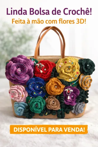 Bolsa de crochê floral 