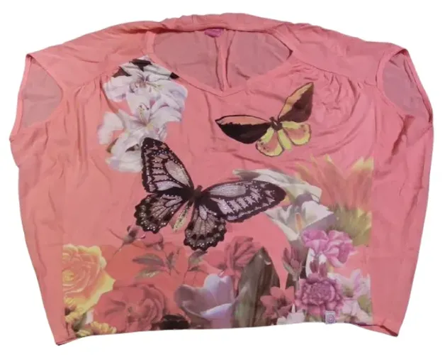 Camiseta Tamanho G Rosa Borboletas