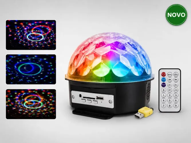 Globo LED Bluetooth MP3 Magic Ball Luz Rítmica RGB com Controle