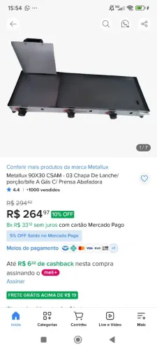 Chapa a gás metalux